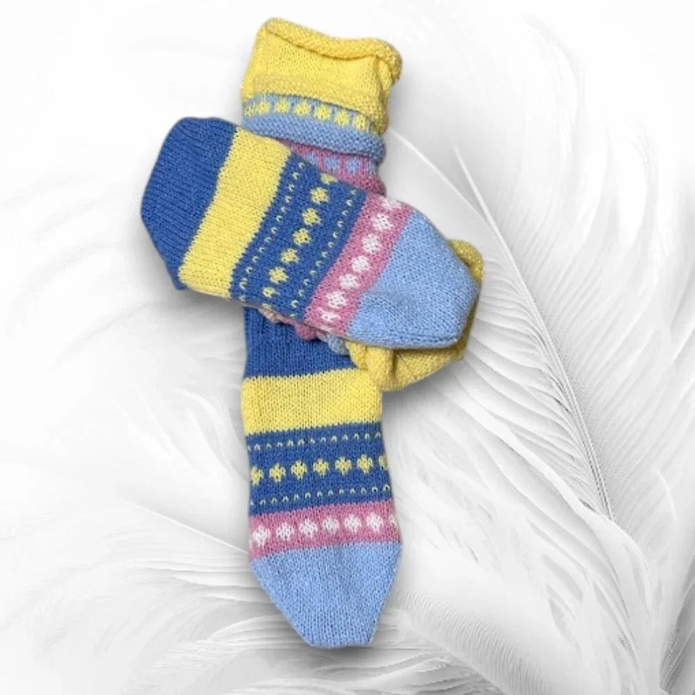 Cozy Striped Colorful Knit Socks Wool Socks Retro 80s Slouch Style